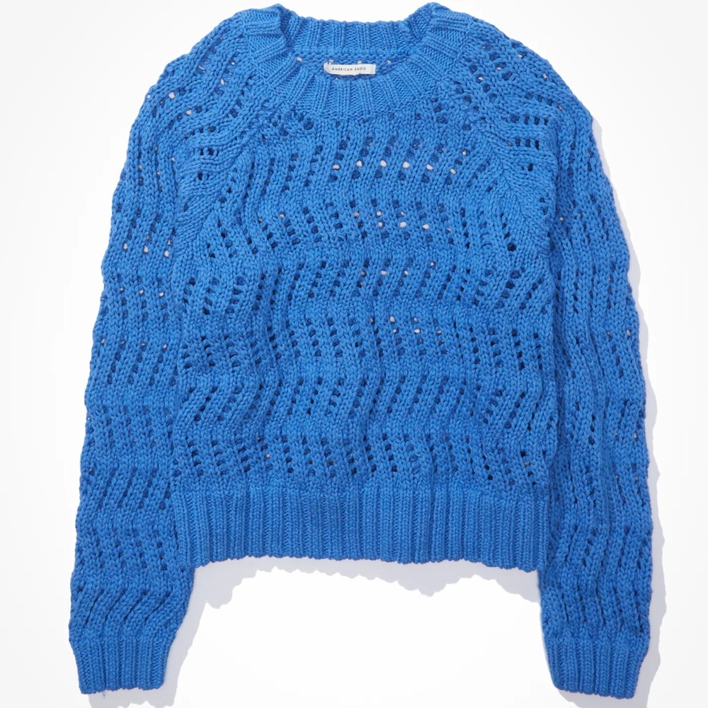 American Eagle Cobalt Open-knit Sweater - Picture 3 of 7